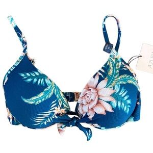 Azura Australia NWT Mexicali Moulded Tie Front Push Up Bra D Cup Arctic
